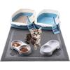 Sliner 7 Pcs Kitten Litter Box Starter Kit, 2 Plastic Small Kitty Litter Box Training Low Entry with Scoop, 2 Double Cat Bowl and Mat for Kitten Indoor(Blue)(Blue)