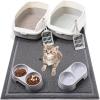 Sliner 7 Pcs Litter Box Kitten Kit Include 2 Pcs Kitten Litter Box Low Entry, 2 Cat Bowls, 1 Large Waterproof Nonslip Mat, 2 Scoopers