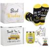 Sliner 7 Pcs School Bus Driver Appreciation Gifts for Women Men Stainless Steel Tumbler Keychain Sock Makeup Bag Acrylic Sign Blessing Card Box(Bus Driver)