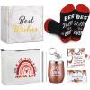 Sliner 7 Pcs School Bus Driver Appreciation Gifts for Women Men Stainless Steel Tumbler Keychain Sock Makeup Bag Acrylic Sign Blessing Card Box(Nana)