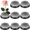 Sliner 8 Pcs 2 Inch Floral Frogs Round Brass Flower Holder Japanese Ikebana Vase Floral Frogs Arranger Fixed Tools Pin for Flower Arrangement Home DIY Craft(Gold)(Silver)