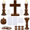 Sliner Catholic Gifts for Kids Mass Kit Wooden Mass Play Set My First Communion Gift Catholic Toys Set Baby Holy Baptism Gifts for Children Priest Churches Birthday Easter Party Decor(Simple Color)(Natural Color)