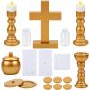 Sliner Catholic Gifts for Kids Mass Kit Wooden Mass Play Set My First Communion Gift Catholic Toys Set Baby Holy Baptism Gifts for Children Priest Churches Birthday Easter Party Decor(Simple Color)(Bright Color)