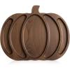 Sliner Halloween Pumpkin Wooden Serving Platter 15″ L x 12″ W Wood Pumpkin Shaped Charcuterie Board Snack Cheese Cutting Board Sectional Fall Dish Plate for Home Gifts(Brown)(Black Walnut Color)