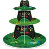 imageSliner Video Game Cupcake Stand Party Decorations 3 Tier Cardboard Gamer Cake Stand Holder Gaming Theme Dessert Tower Tray for Boy Girl Player Birthday Video Game Party Supplies Decoration