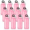 Tticai 12 Pieces Breast Cancer Awareness Aluminum Water Bottle Pink Ribbon Bike Water Bottle Reusable Bottles Leak Proof Lightweight Portable Bottles for Marathon Running(17 oz)