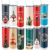 Sliner 12 Pcs Christmas Skinny Tumbler Set 20 oz Stainless Steel Tumblers with Lids and Straws Double Vacuum Insulated Cup Christmas Gift Water Bottle Snowman Santa Travel Mug for Men Women (Tree)(Tree)