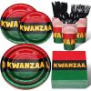 Sliner 250 Kwanzaa Party Supplies Kwanzaa 50 Plates 100 Napkins 25 Cups 75 Plastic Forks Knives Spoons Kwanzaa Decorations Serves 25 Kwanzaa Theme Tableware Set African Disposable Party Dinnerware