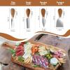 Sliner 6 Set Wooden Cutting Board Set with Handle and Cheese Knives – Decorative Board for Meat, Cheese, Vegetables, Christmas, Mother’s Day, Wedding Gift(Modern)(Modern)