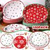 Sliner 120 Pcs Christmas Snowflakes Oval Paper Plates 10″ x 12″ Large Red Green White Disposable Paper Plates Snowflake Serving Platter Decorative Dinner Serving Platter for Xmas Winter Party Supplies