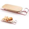 Sliner 16 Inch Christmas Charcuterie Board Xmas Sleigh Serving Platter Wooden Cutting Board Appetizer Serving Tray Metal Sleigh Charcuterie Serving Board for Bread Salad Cheese Kitchen Decorative