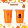 Sliner 60 Pieces 16 oz Orange Disposable Cups – Thanksgiving, Fall, Autumn Harvest Party Supplies(100)