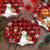 Sliner 50 Pcs Oval Christmas Snowflake Plates Buffalo Plaid Serving Tray 10 x 12 Inch Christmas Plates Disposable Snowman Paper Decorative Happy Holiday Plaid Plate Set for Winter Dinner Supply