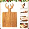 Sliner 4 Pcs Christmas Charcuterie Boards Thick Wooden Cutting Boards with Antler Handle Deer Bread Board Cheese Chopping Board for Kitchen Gift Housewarming Wedding (Large, Small)(Small)