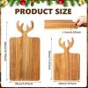 Sliner 4 Pcs Christmas Charcuterie Boards Thick Wooden Cutting Boards with Antler Handle Deer Bread Board Cheese Chopping Board for Kitchen Gift Housewarming Wedding (Large, Small)(Large  Small)
